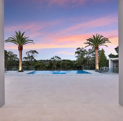 Landscape view of custom built swimming pool